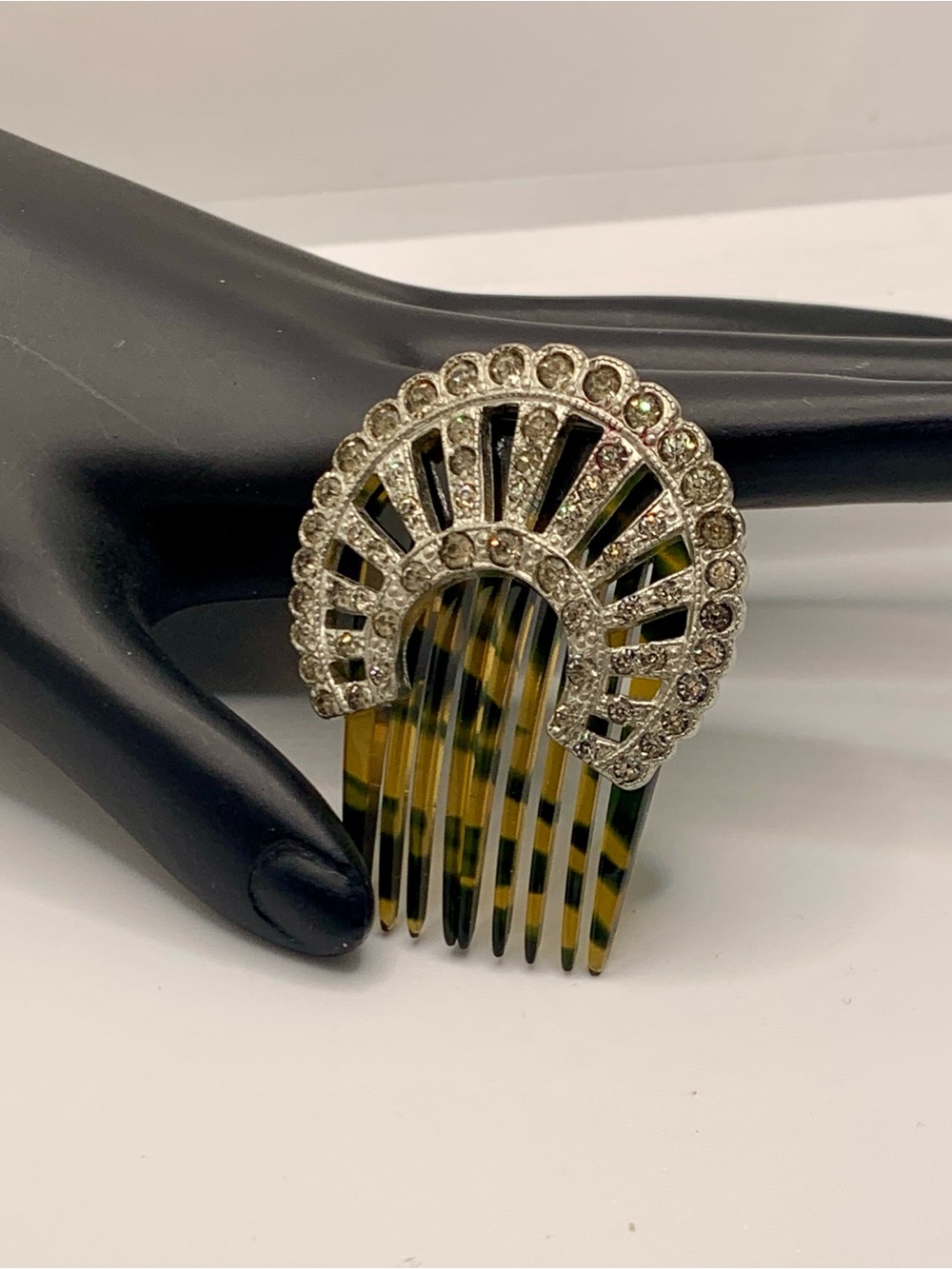 Rhinestone Fan Top Tortoiseshell Hair Comb